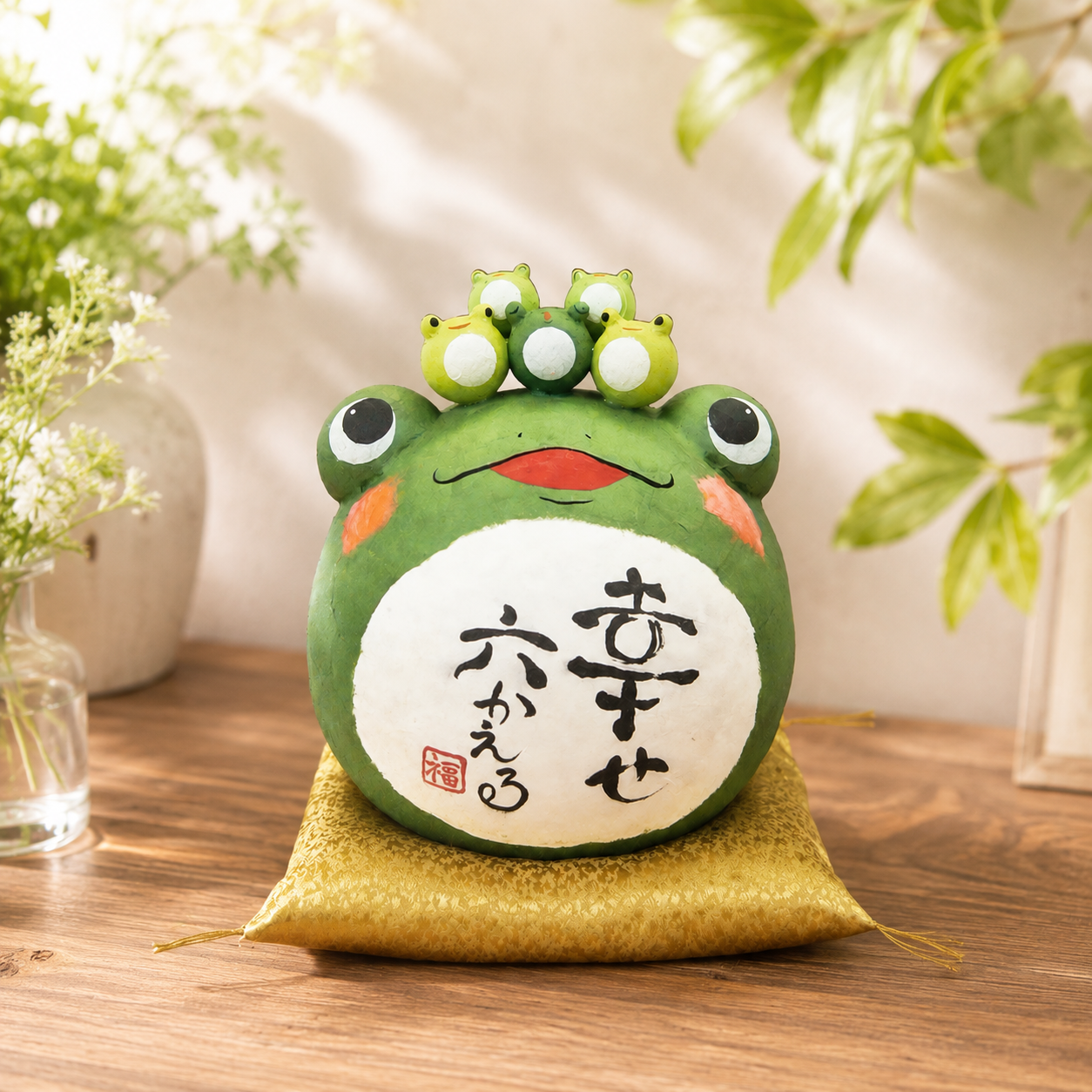 Chigiri-Washi Animal Ornament　Chubby frog Japanese Paper