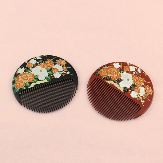🌸✨ Japanese Floral Round Comb – Made in Japan