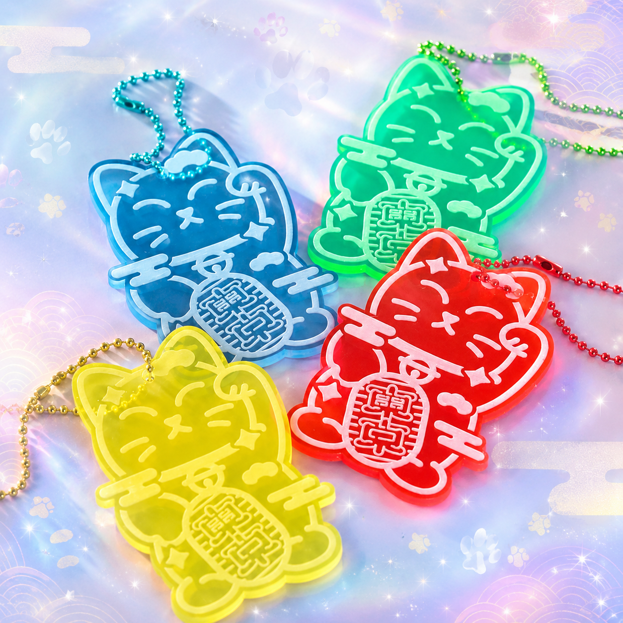 🐱 Neon Lucky Cat Acrylic Keychain – Eye-Catching &amp; Full of Charm! 🔑✨