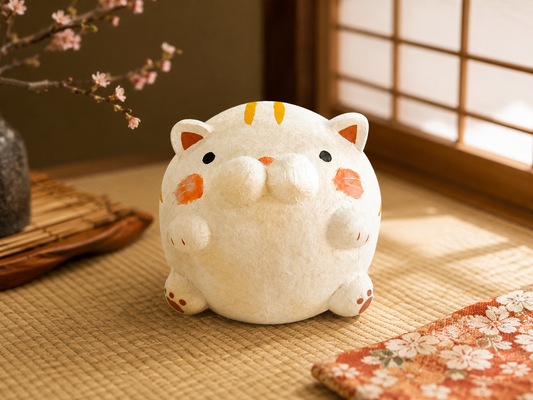 🐱✨ Handmade Washi Japanese Paper Cat Ornament 💛Tiger cat