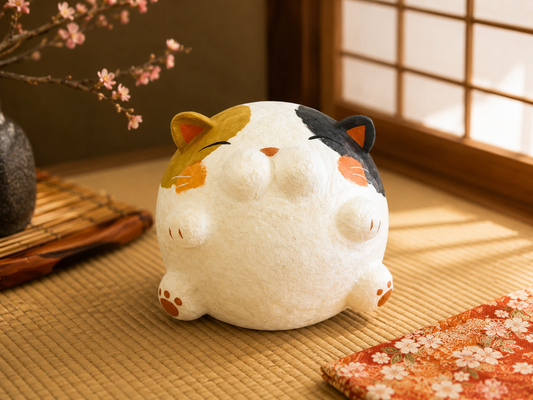 🐱✨ Handmade Washi Japanese Paper Cat Ornament 💛Tortoiseshell cat