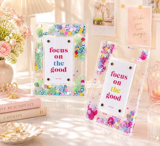 📸✨ Glitter Acrylic Photo Frame – Easy Change Back Stand Kawaii