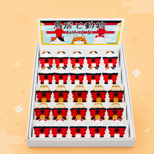 ⛩️✨ Mini  Torii Gate Omikuji Fortune Figurine – Fun Japanese Surprise