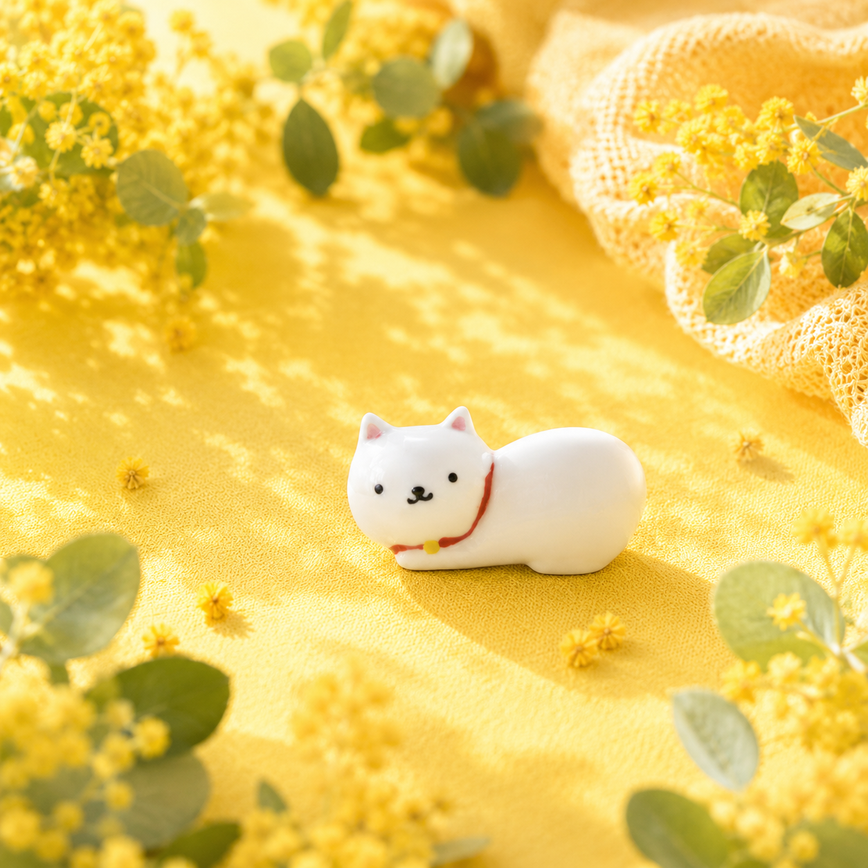 Handcrafted White Cat Ornament