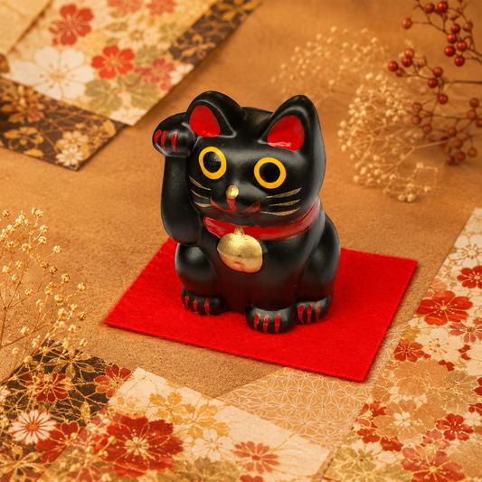Tiny Black Cat🐱 "Handcrafted Happiness: The Maneki-neko Talisman" 🎨
