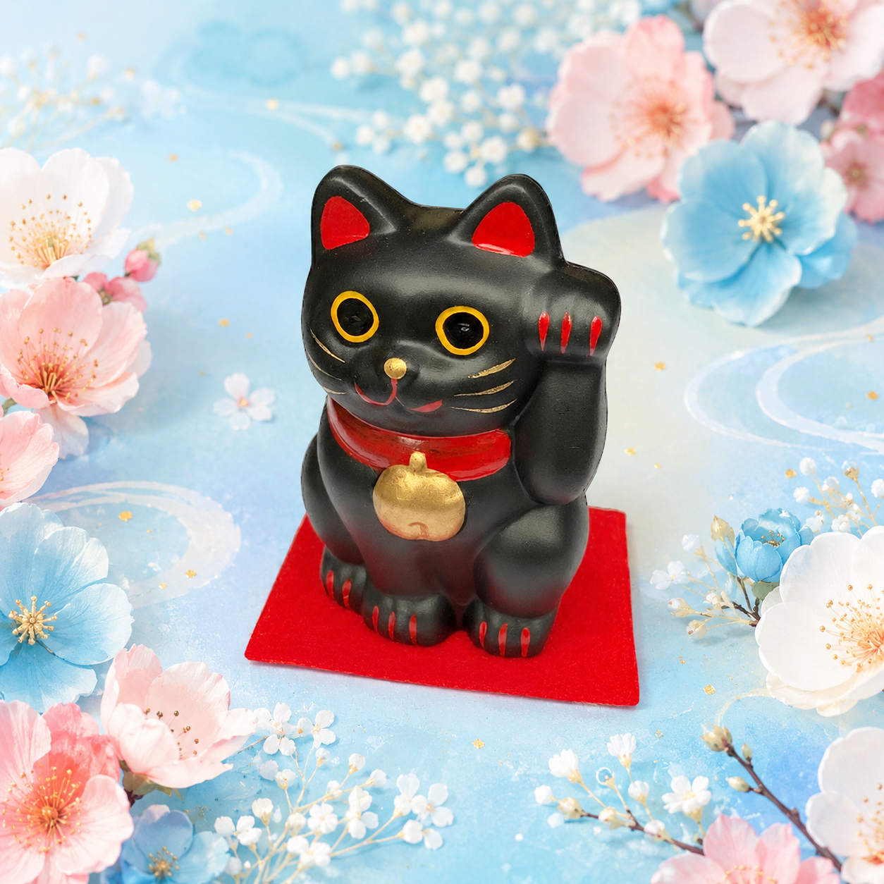 Large Black Cat🐱 "Handcrafted Happiness: The Maneki-neko Talisman" 🎨