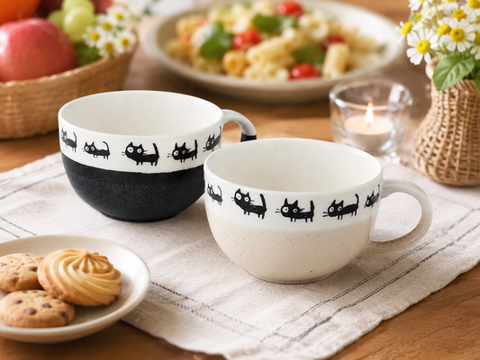 😺Purr-fect Sips: Adorable Black Cat Soup Cup 🐾Mug🍵