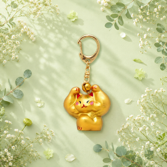🐱💥 Unleash Your Luck with the Macho Cat Keychain! 💫🔑 Double Biceps