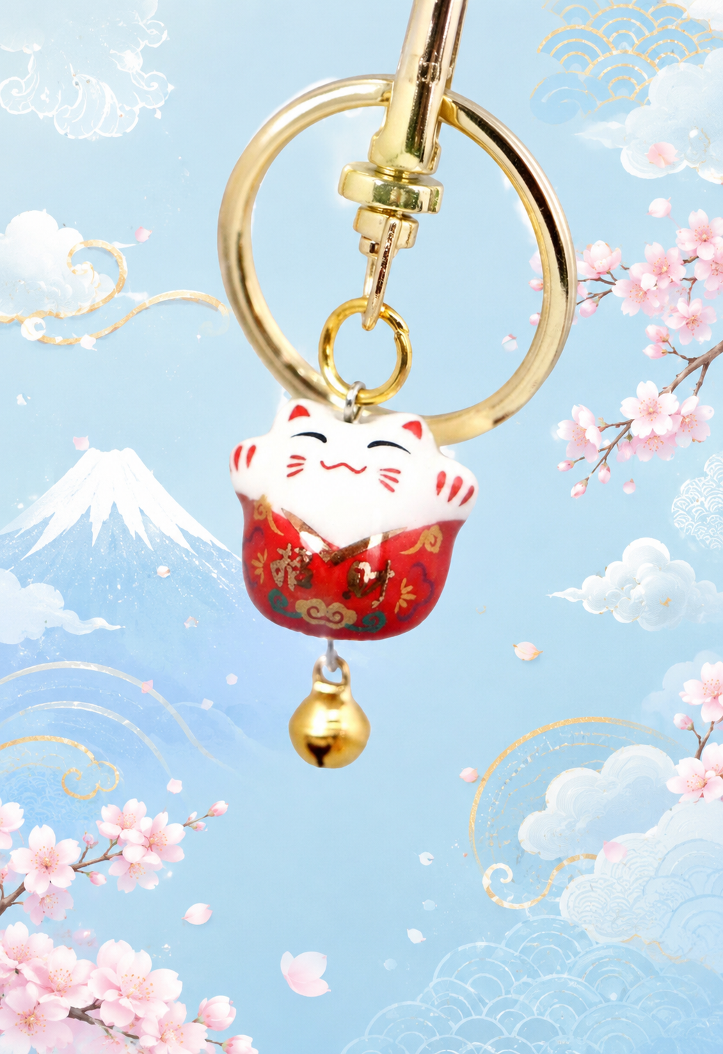 Colorful Manekineko Keychains: Bring Luck and Prosperity Everywhere You Go! Mameneko (Eyes closed)