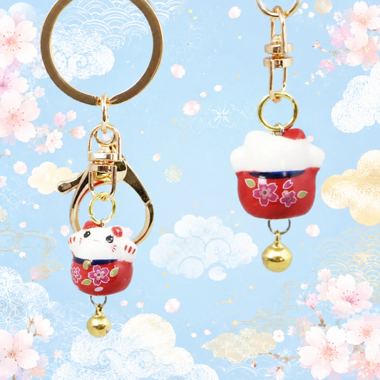 Colorful Manekineko Keychains: Bring Luck and Prosperity Everywhere You Go! Mameneko (Eyes open)