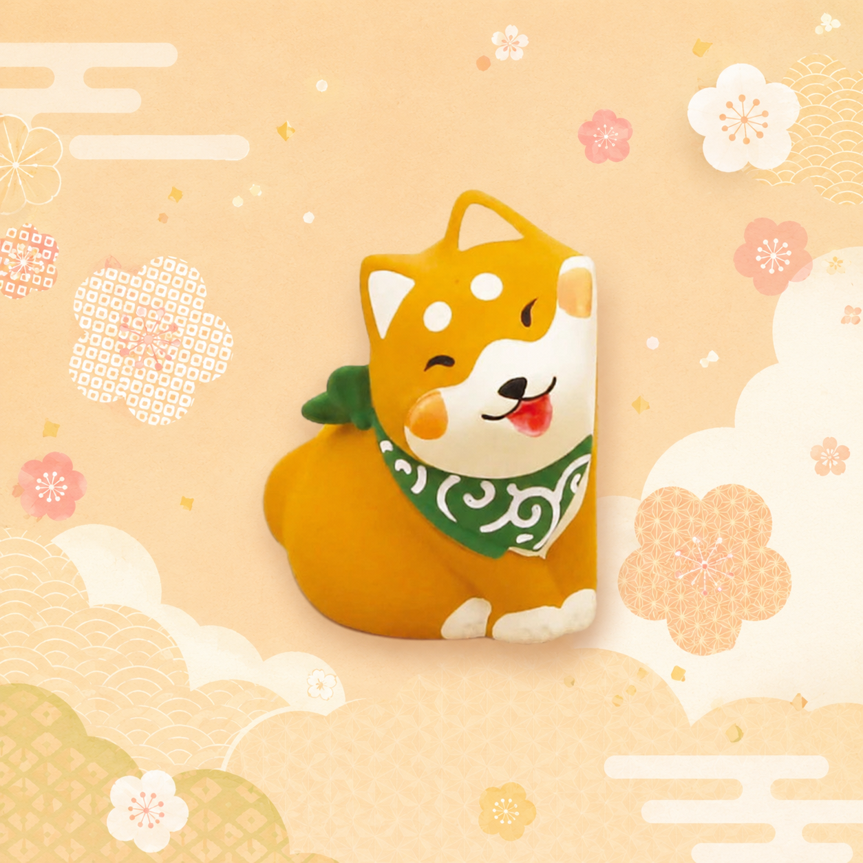 🌈💖 The Handcrafted Cheek Rubbing Shiba Inu Figure 🐾✨ Left Brown