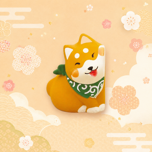 🌈💖 The Handcrafted Cheek Rubbing Shiba Inu Figure 🐾✨ Left Brown