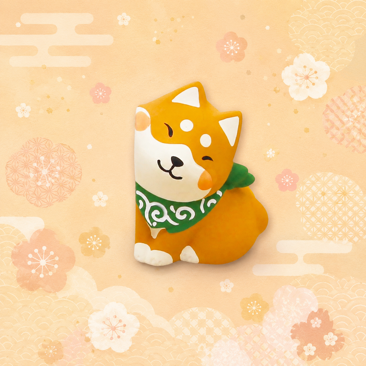 🌈💖 The Handcrafted Cheek Rubbing Shiba Inu Figure 🐾✨ Right Brown