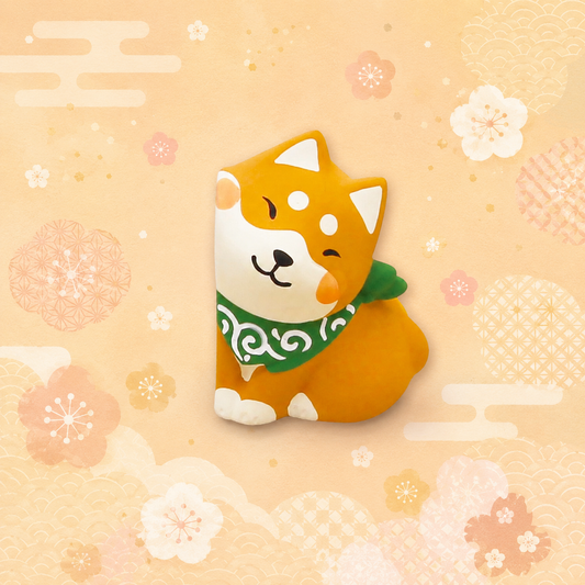 🌈💖 The Handcrafted Cheek Rubbing Shiba Inu Figure 🐾✨ Right Brown