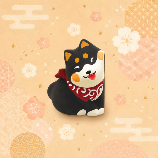 🌈💖 The Handcrafted Cheek Rubbing Shiba Inu Figure 🐾✨ Left Black