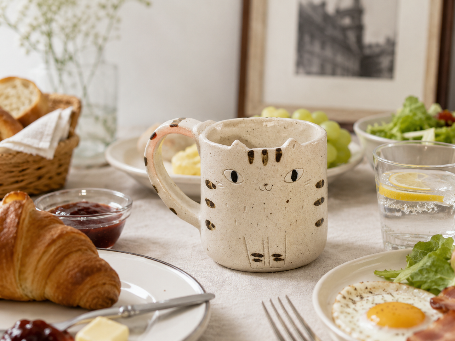 🤍🐱 Handcrafted Ceramic White Cat Ceramic Mug – A Touch of Kawaii from Japan 🇯🇵