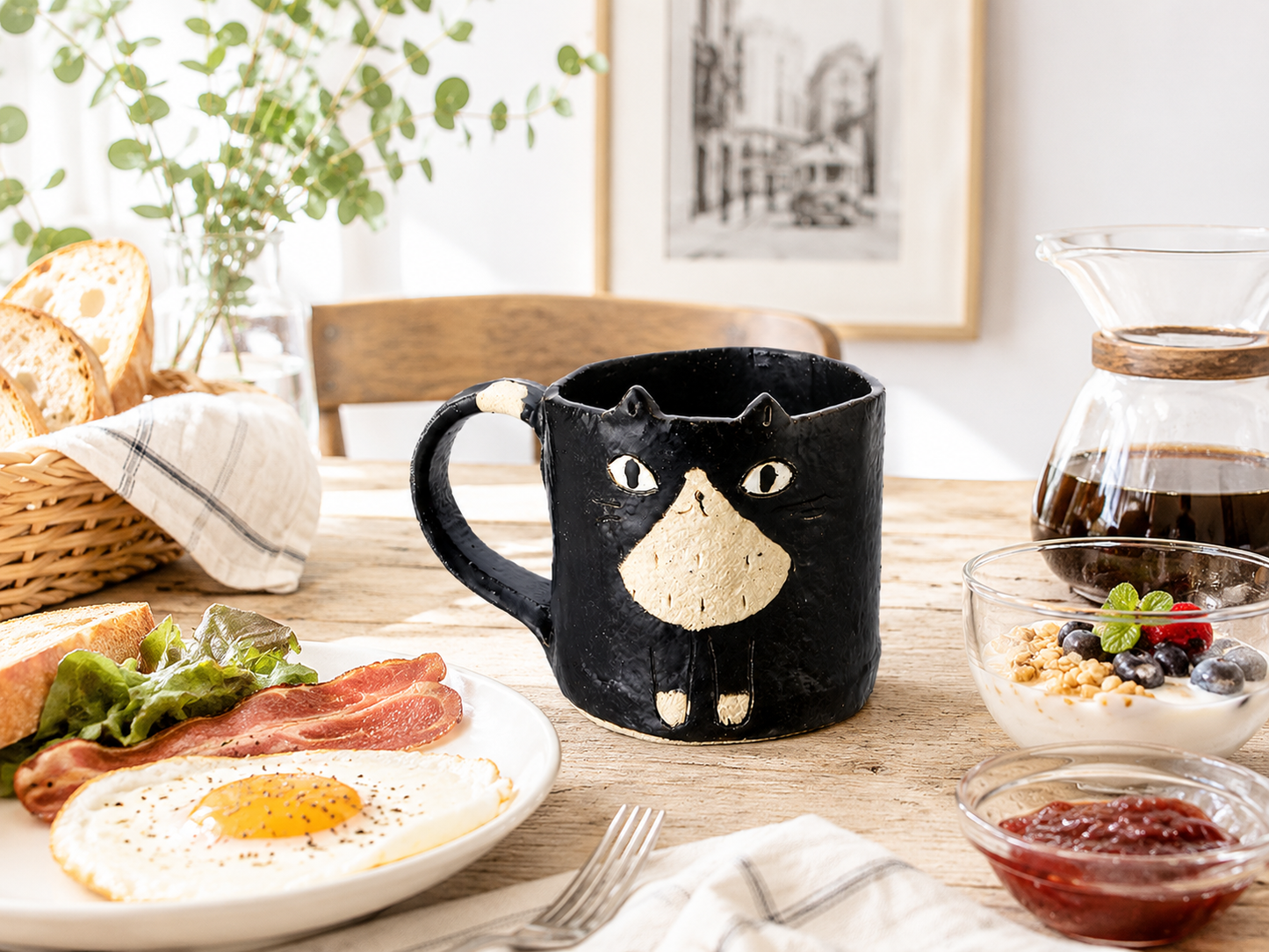 🖤🐾 Black Cat Ceramic Mug – Lovingly Made by Japanese Artisans 🎨