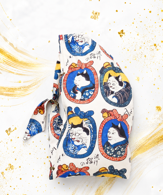 🎌 Ukiyo-e Flow Bag – Edo Art, Modern Motion 🌀Cat Faces Nekogao