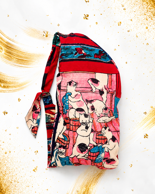 🎌 Ukiyo-e Flow Bag – Edo Art, Modern Motion 🌀Cat Bath