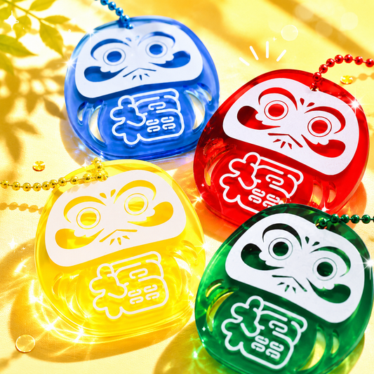 ✨ Neo Pop Daruma Lucky Acrylic Keychain – Choose Your Colour