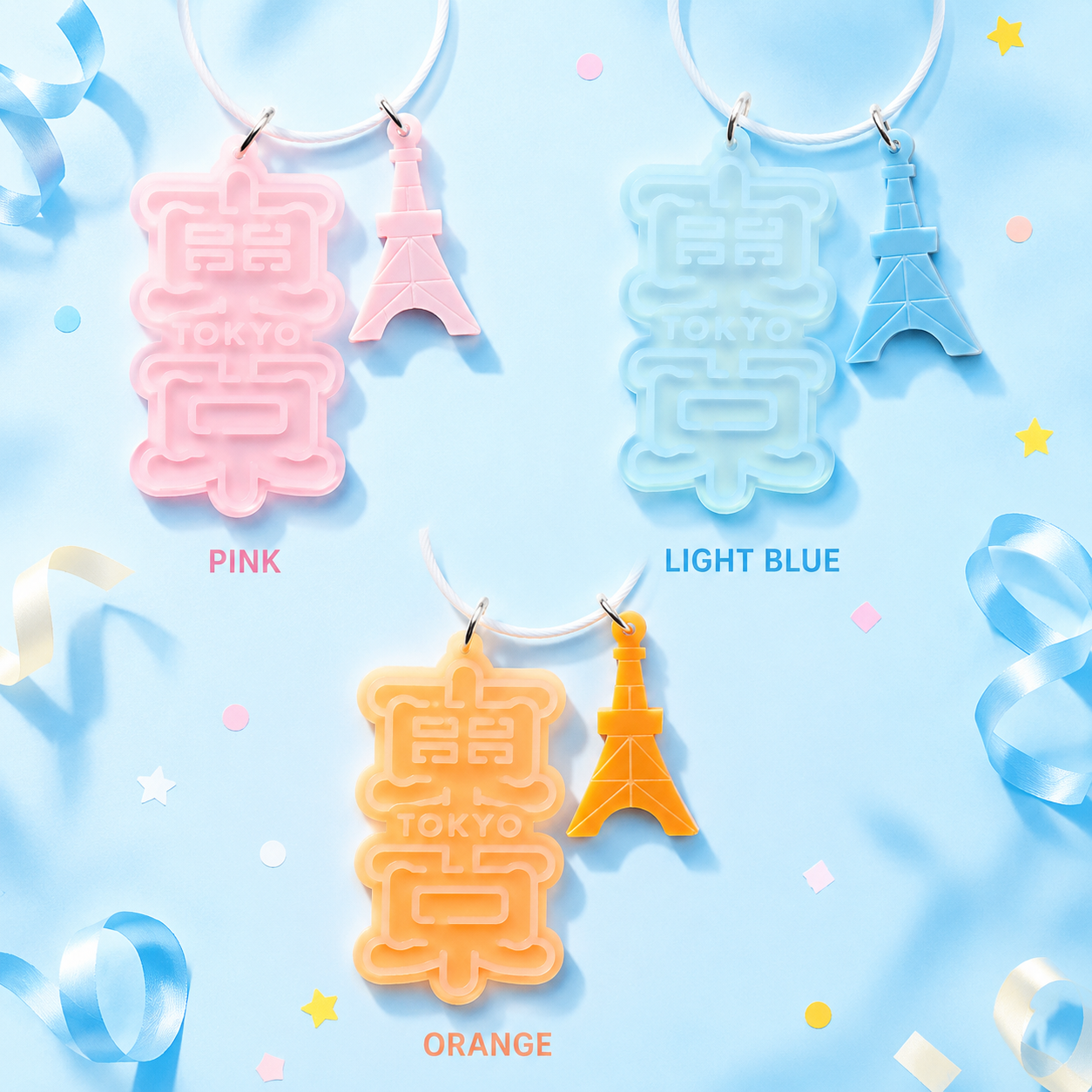 🗼✨🇯🇵 TOKYO Acrylic Keyring with Tokyo Tower Charm