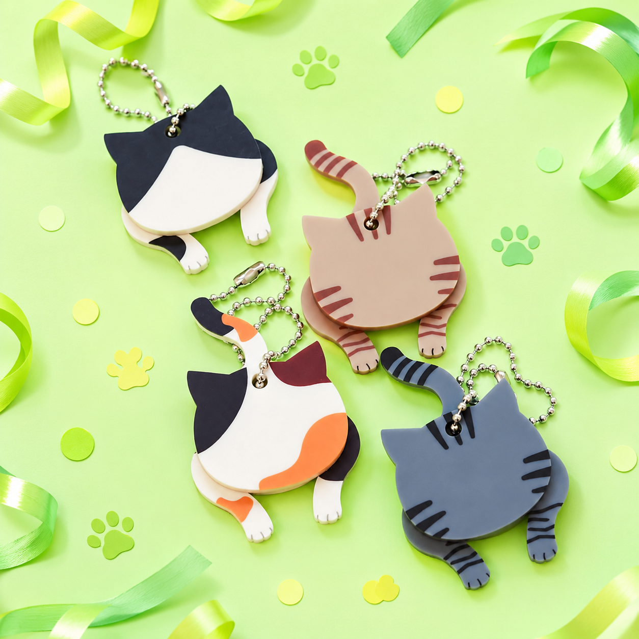 🐈💕 Wobbly Cat Acrylic Keyring – Choose Your Favourite Cat