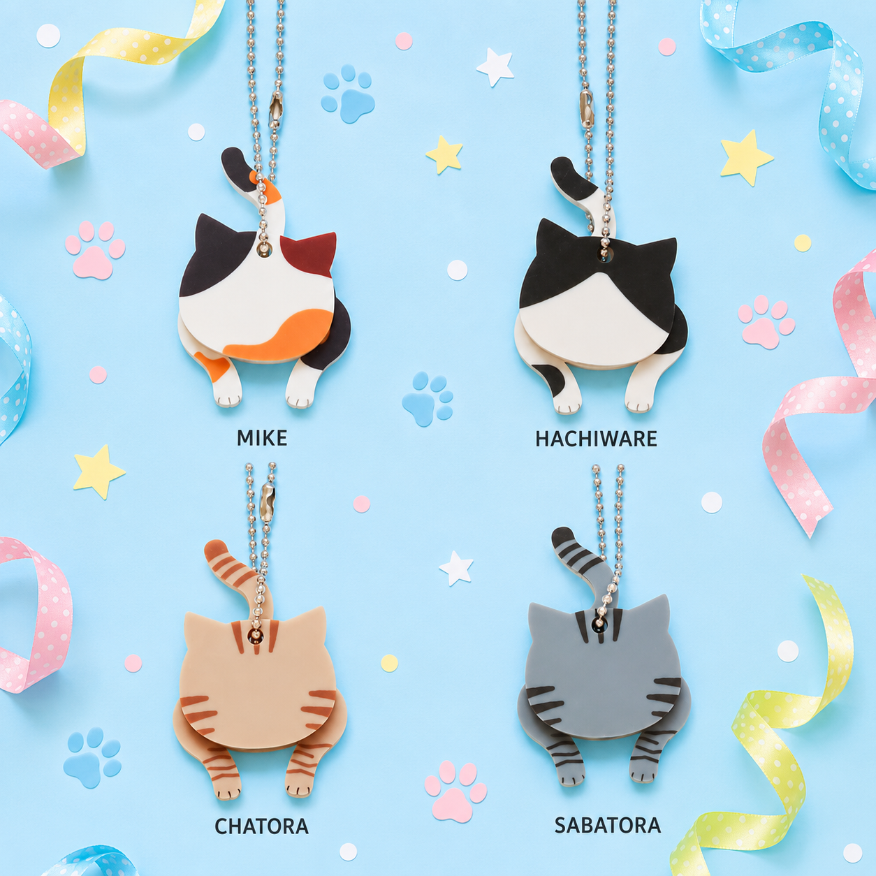 🐈💕 Wobbly Cat Acrylic Keyring – Choose Your Favourite Cat