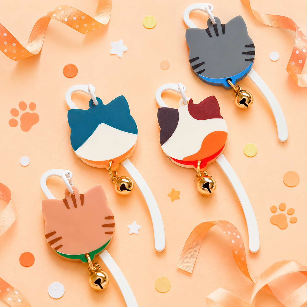 📚🐱 Cat Bell Acrylic Bookmark – Choose Your Favourite Cat