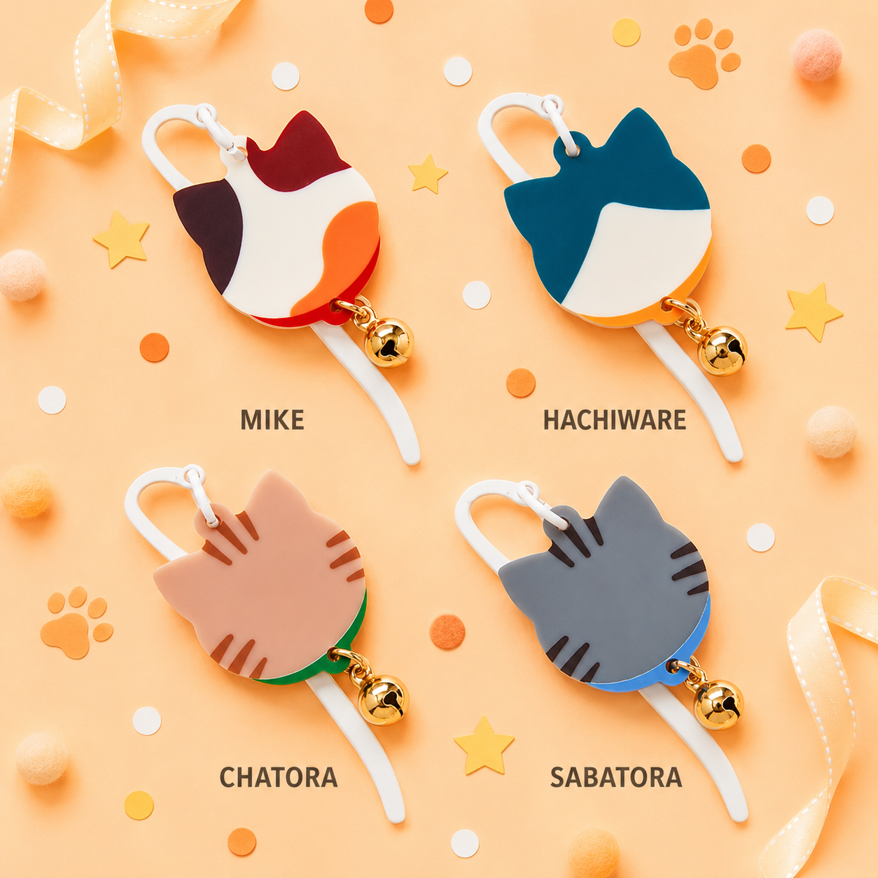 📚🐱 Cat Bell Acrylic Bookmark – Choose Your Favourite Cat
