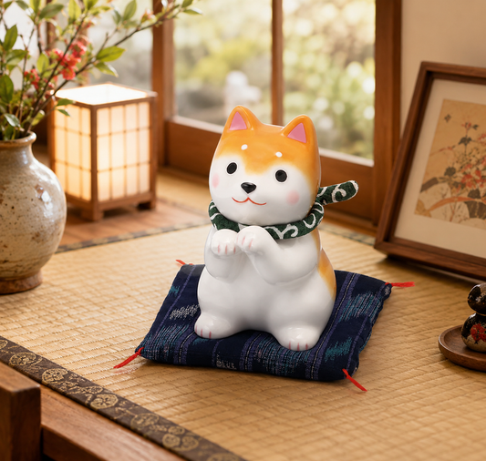 🐕🎐 Shiba Inu begging pose Ceramic Ornament – 10.5 cm Brown Large