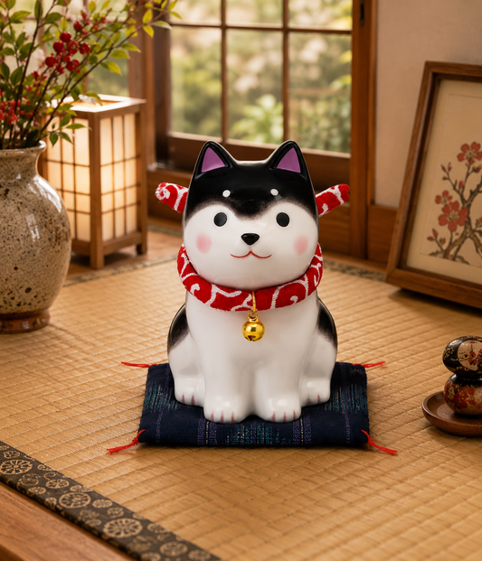 🐕🎐 Shiba Inu Ceramic Ornament – 10.0cm Black Medium
