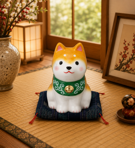 🐕🎐 Shiba Inu Sitting Ceramic Ornament – 7.5 cm Brown