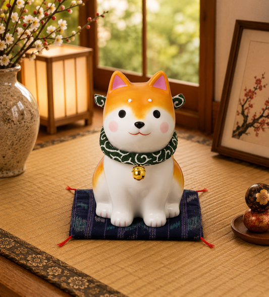 🐕🎐 Shiba Inu Ceramic Ornament – 14.5cm Brown Large