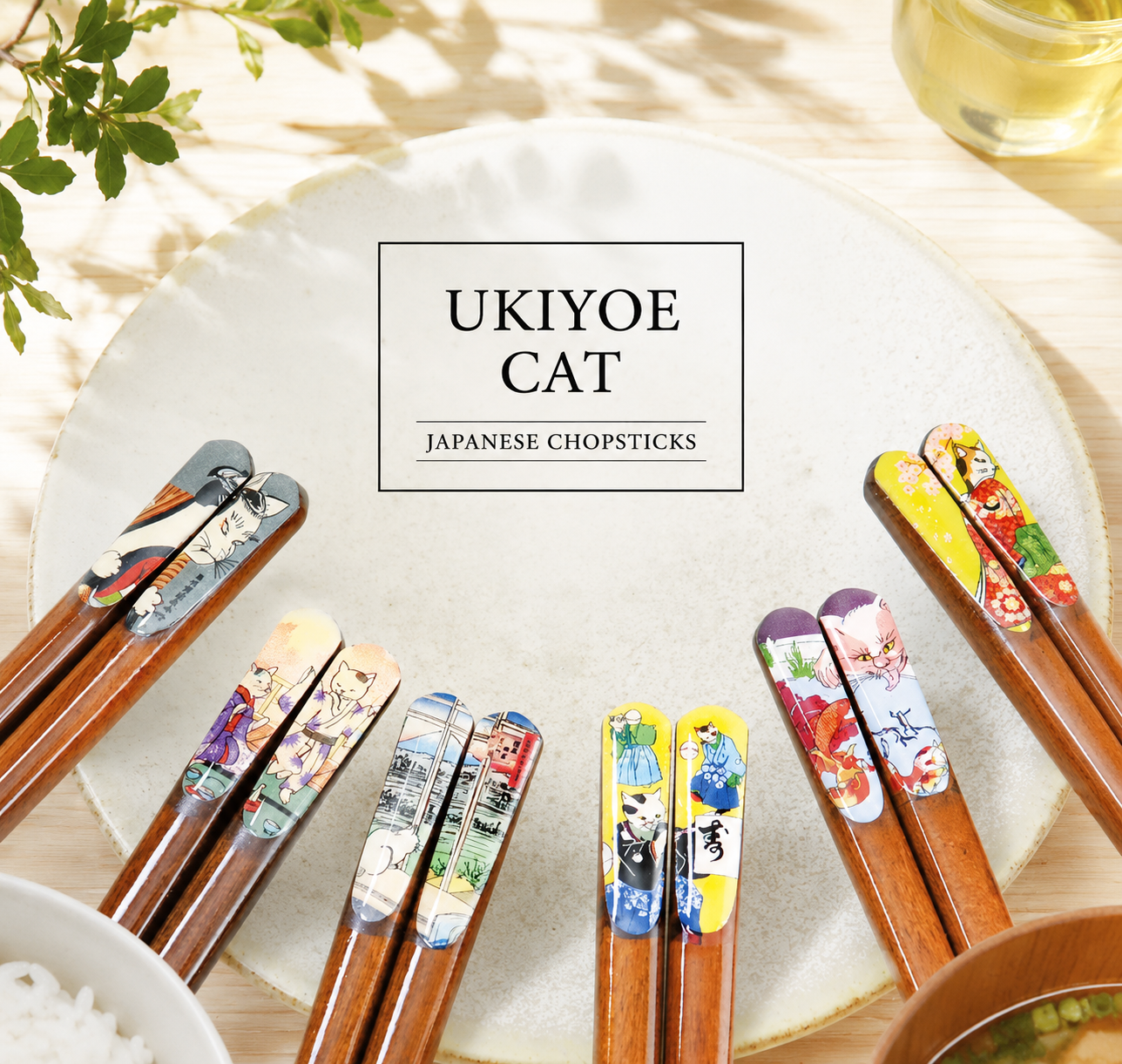 🐱🎨🥢 Ukiyo-e Cat Chopsticks – Fun Japanese Art Design