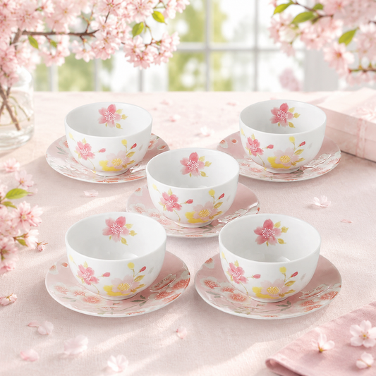 🌸🍵✨ Floral Teacup & Saucer Set – Made in Japan