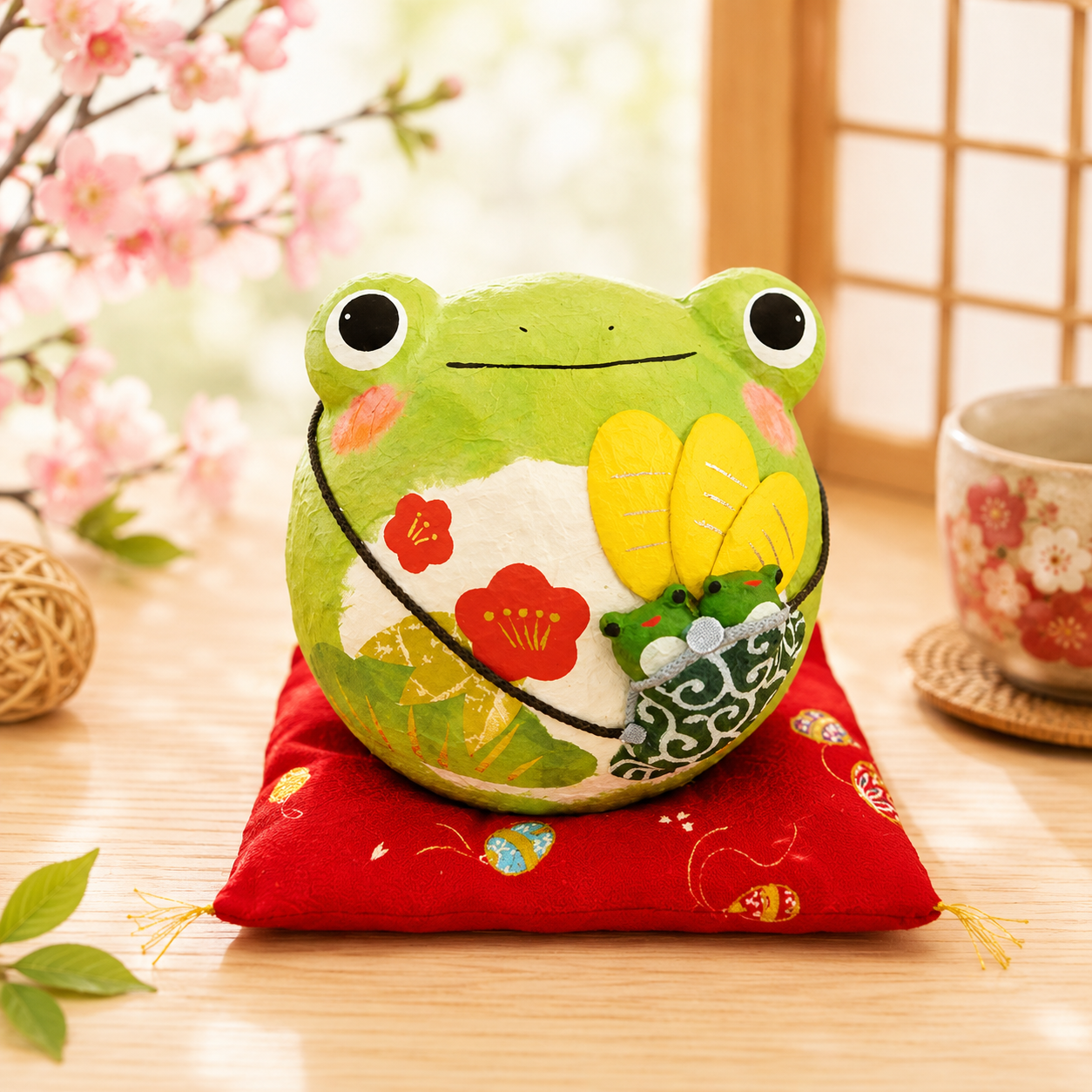 🐸 Lucky Washi Paper Frog Ornament – Handmade in Japan✨