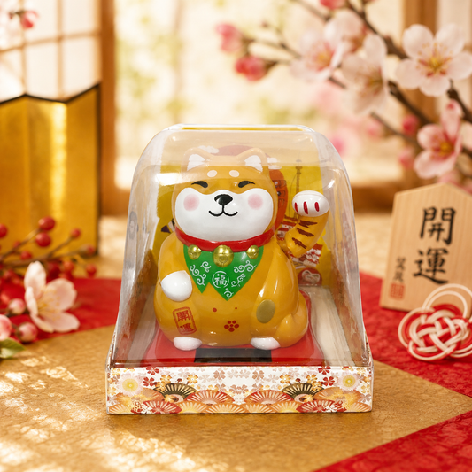 🐶✨ Solar Lucky Shiba – Waving for Good Fortune