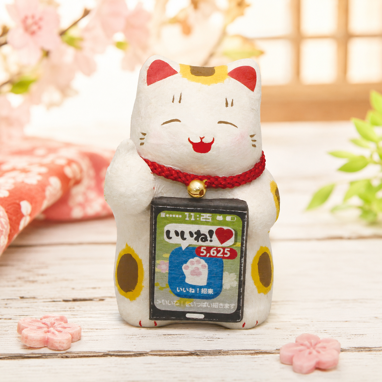 🐱Handcraft Washi Lucky Cat for Social Media Luck 🎁LIKE