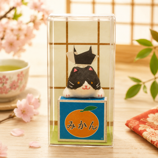 Handmade Washi Cat in a Tiny World 🐱Black P-CASE