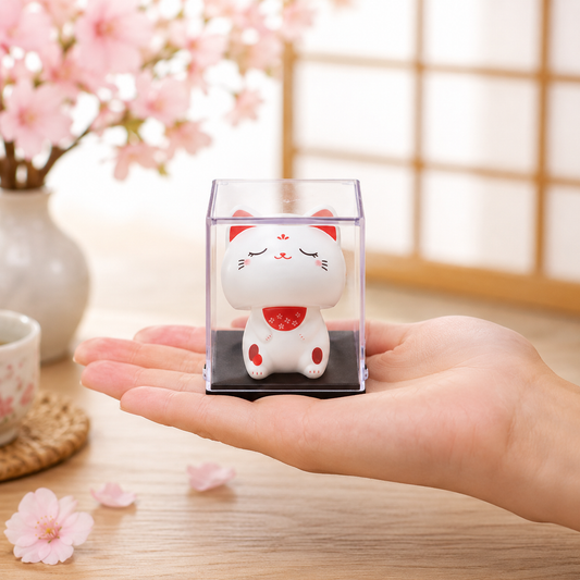 🌞Mini🐱 Solar-Powered Nodding Cat: A Whimsical Touch of Japanese Charm 🌈✨ (Eyes close)