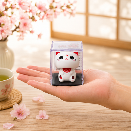 🌞Mini🐱 Solar-Powered Nodding Cat: A Whimsical Touch of Japanese Charm 🌈✨ (Eyes open)