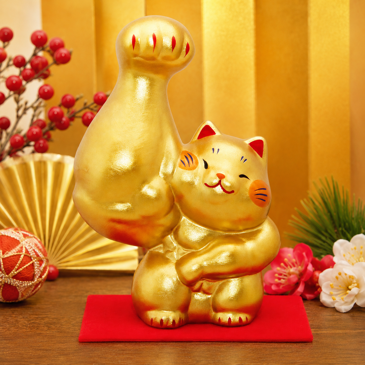 Large🏋️‍♂️💥 Power Up Your Decor with the Macho Cat Titan! 🏠 RIght Hand Beckoning
