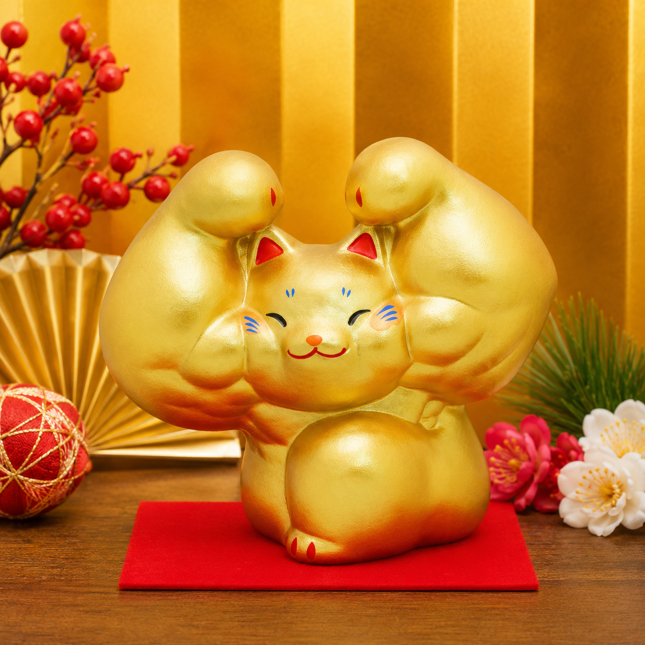 Large🏋️‍♂️💥 Power Up Your Decor with the Macho Cat Titan! 🏠 Double Biceps