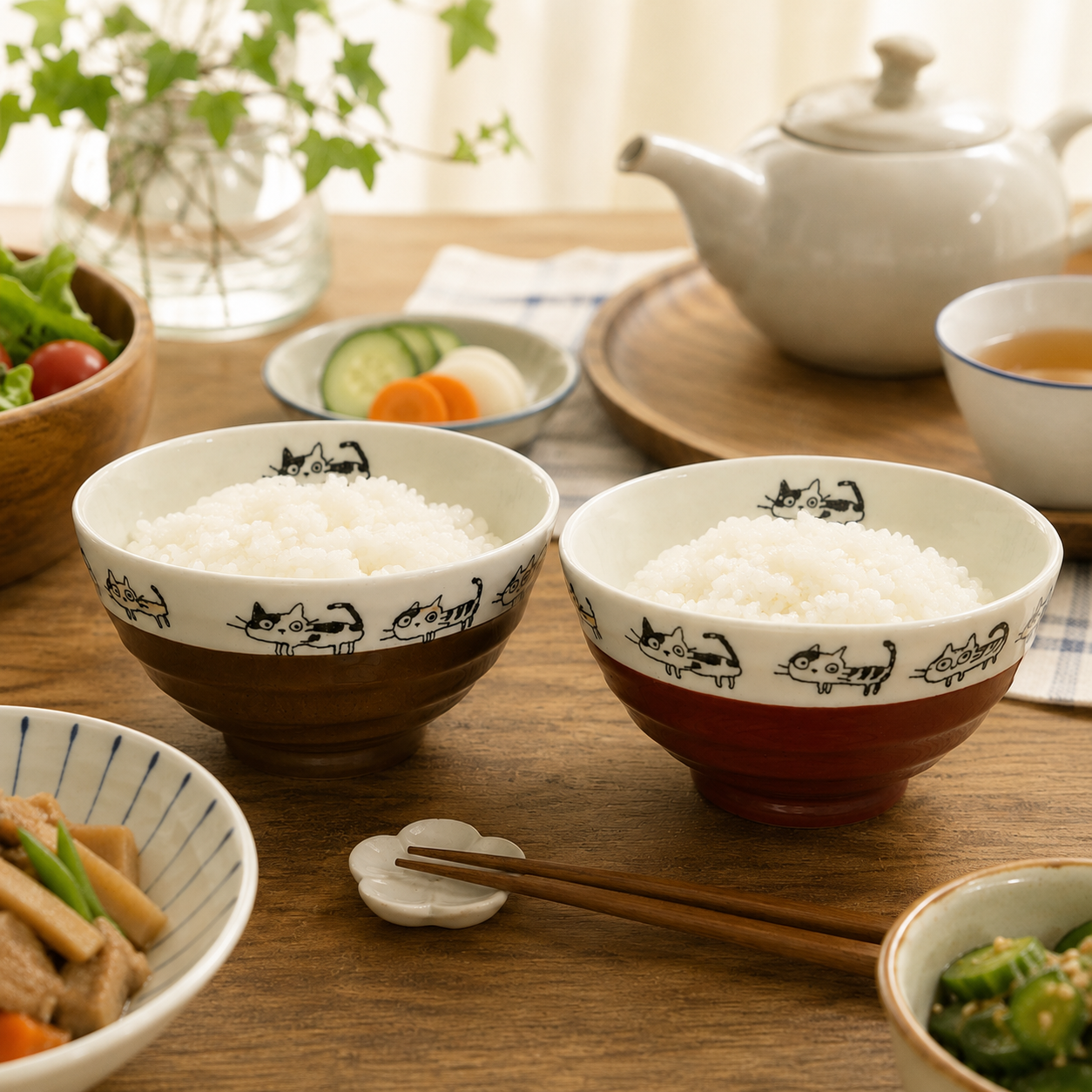 🐱🍚【Family Cat Rice Bowl】Adorable & Limited Edition! 🐾✨
