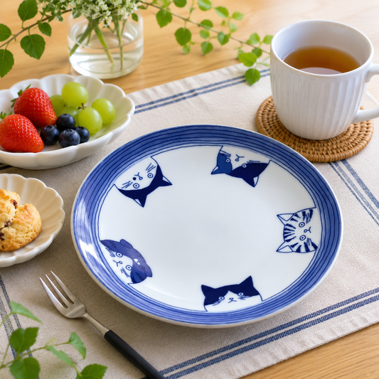 Cat Plate🍽️13.7 cm🌸Shichita 🐱All members present!💕