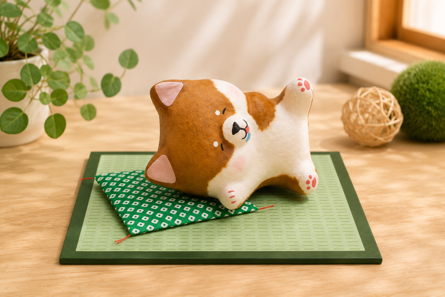 🌟🐶💤 Soundly Sleeping Dog On Tatami Japanese Paper Handcraft Item 🎁🎨 Delicious Dreams