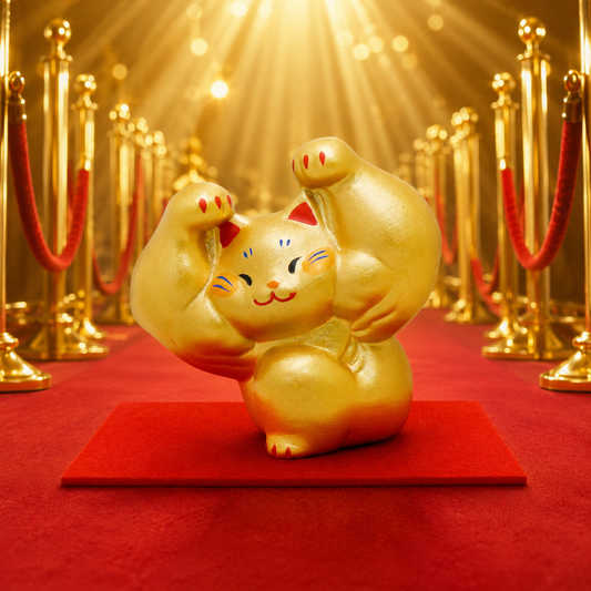 💪Small✨ Golden Macho Cat Ornament: A Unique Charm for Fitness Enthusiasts! 🐱 Double Biceps