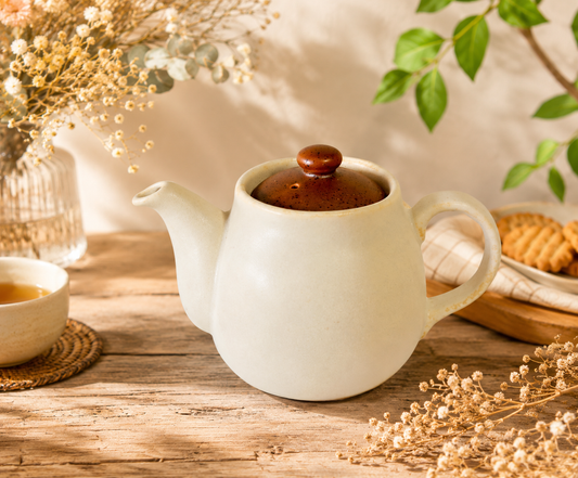 White🫖 Handmade Mini Teapot (with Tea Strainer)｜Cozy Moments in a Cup 🍵