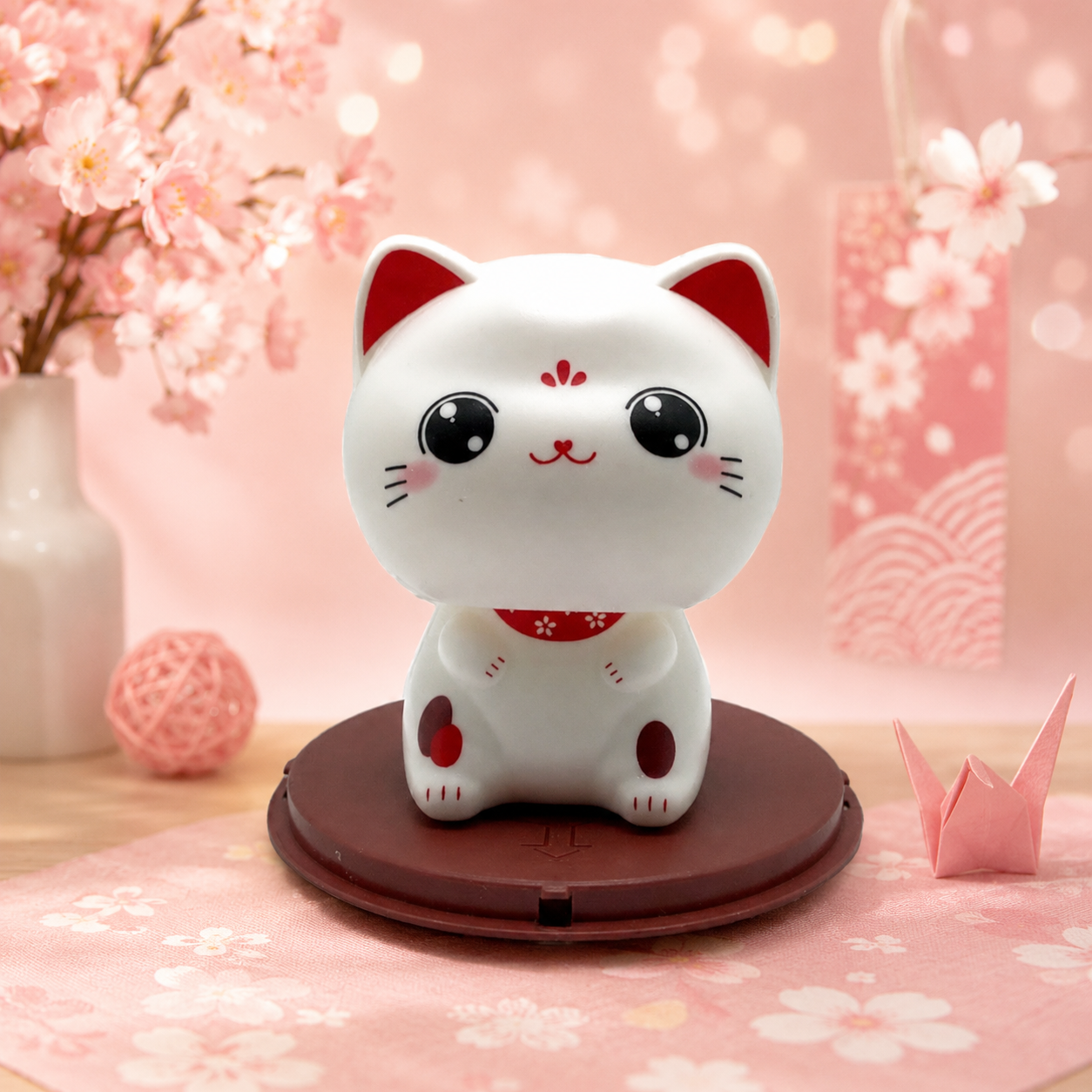 🌞Large🐱 Solar-Powered Nodding Cat: A Whimsical Touch of Japanese Charm 🌈✨ (Eyes open)