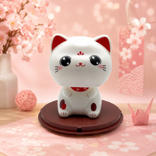 🌞Large🐱 Solar-Powered Nodding Cat: A Whimsical Touch of Japanese Charm 🌈✨ (Eyes open)